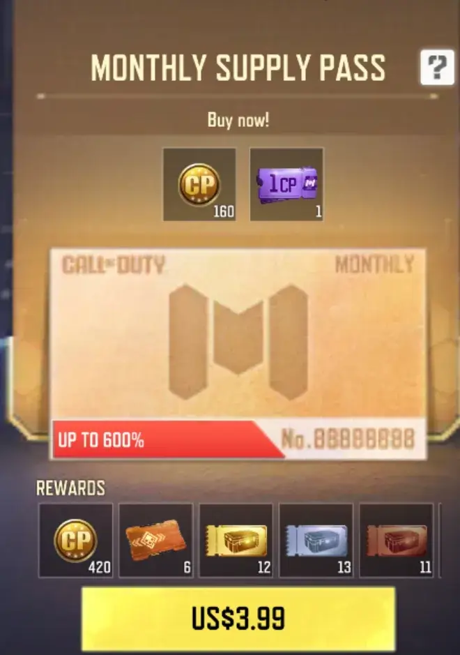 سی پی کالاف آفر Supply Pass ماهانه 4 دلاری